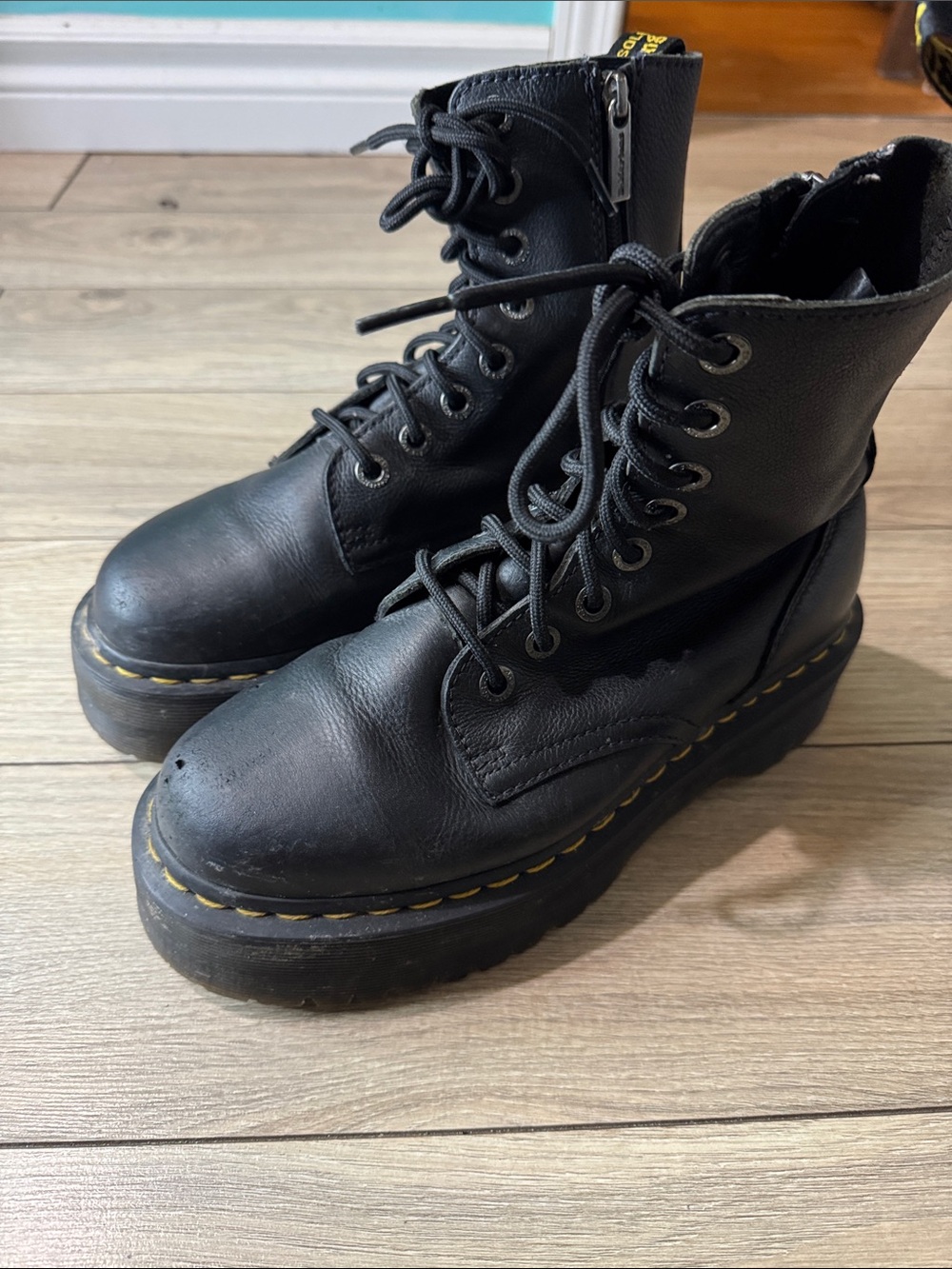 Dr.Martens Jadon Black Leather Lace-Up Platform Boots
